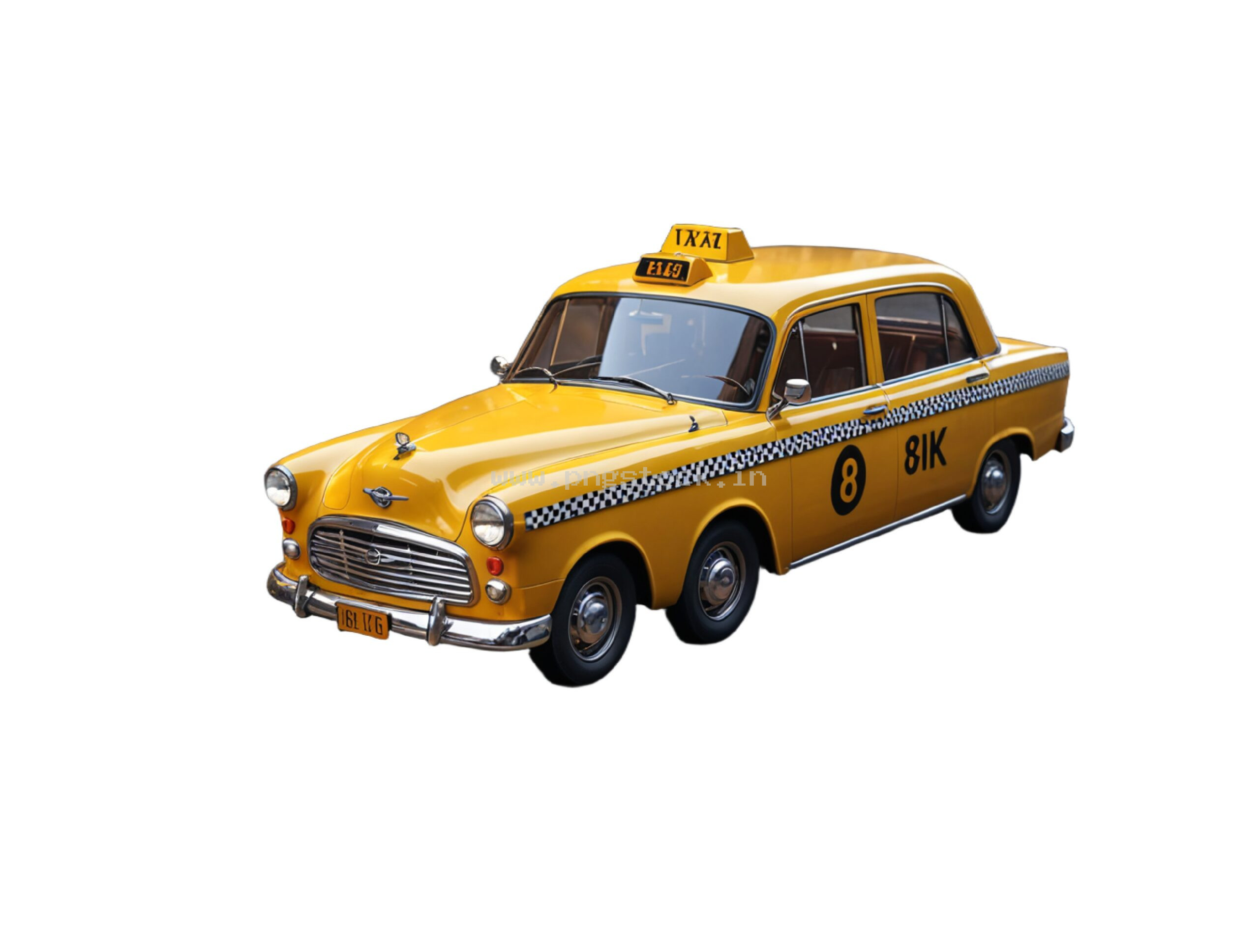 Vintage Yellow Taxi Car Isolated on White Free Image Download