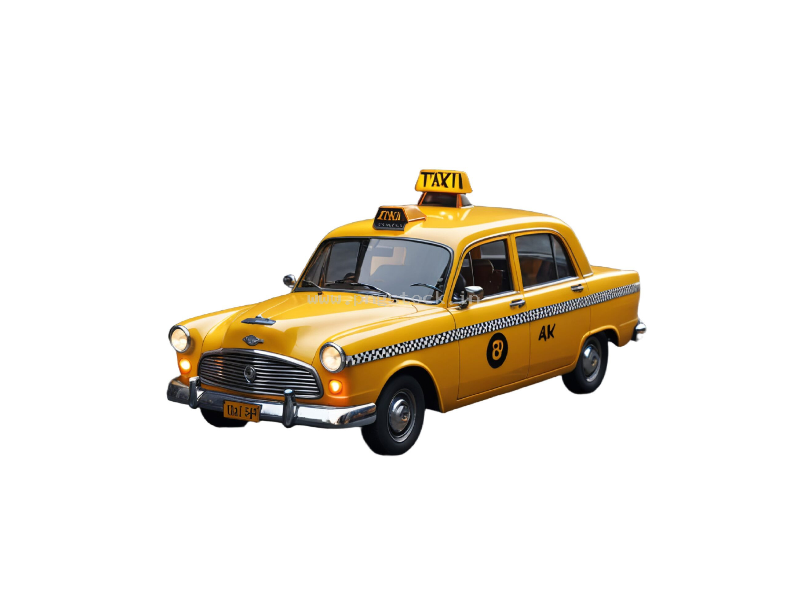 Vintage Yellow Taxi Car Isolated on White Free Image Download