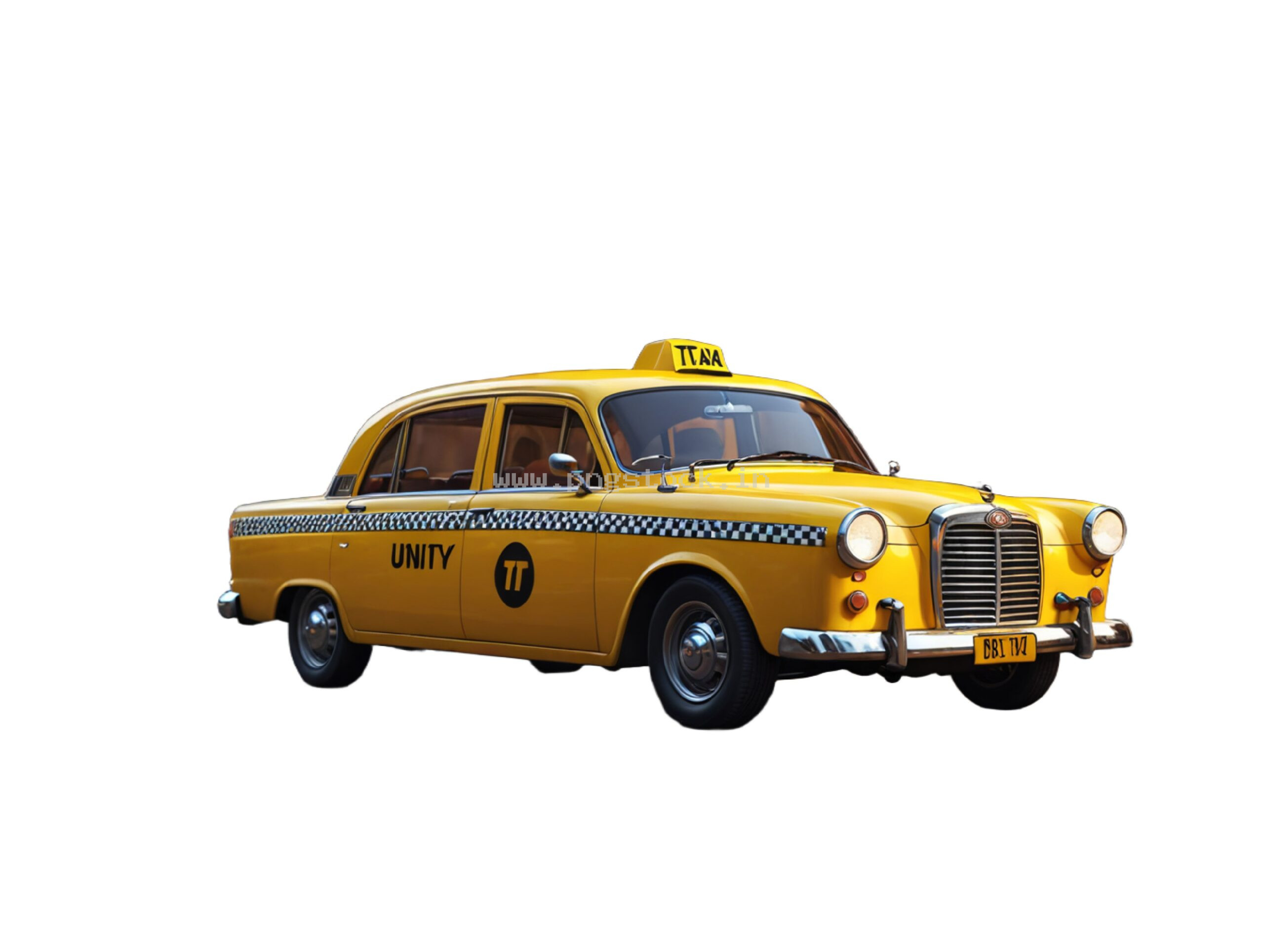 Vintage Yellow Taxi Car Isolated on White Free Image Download