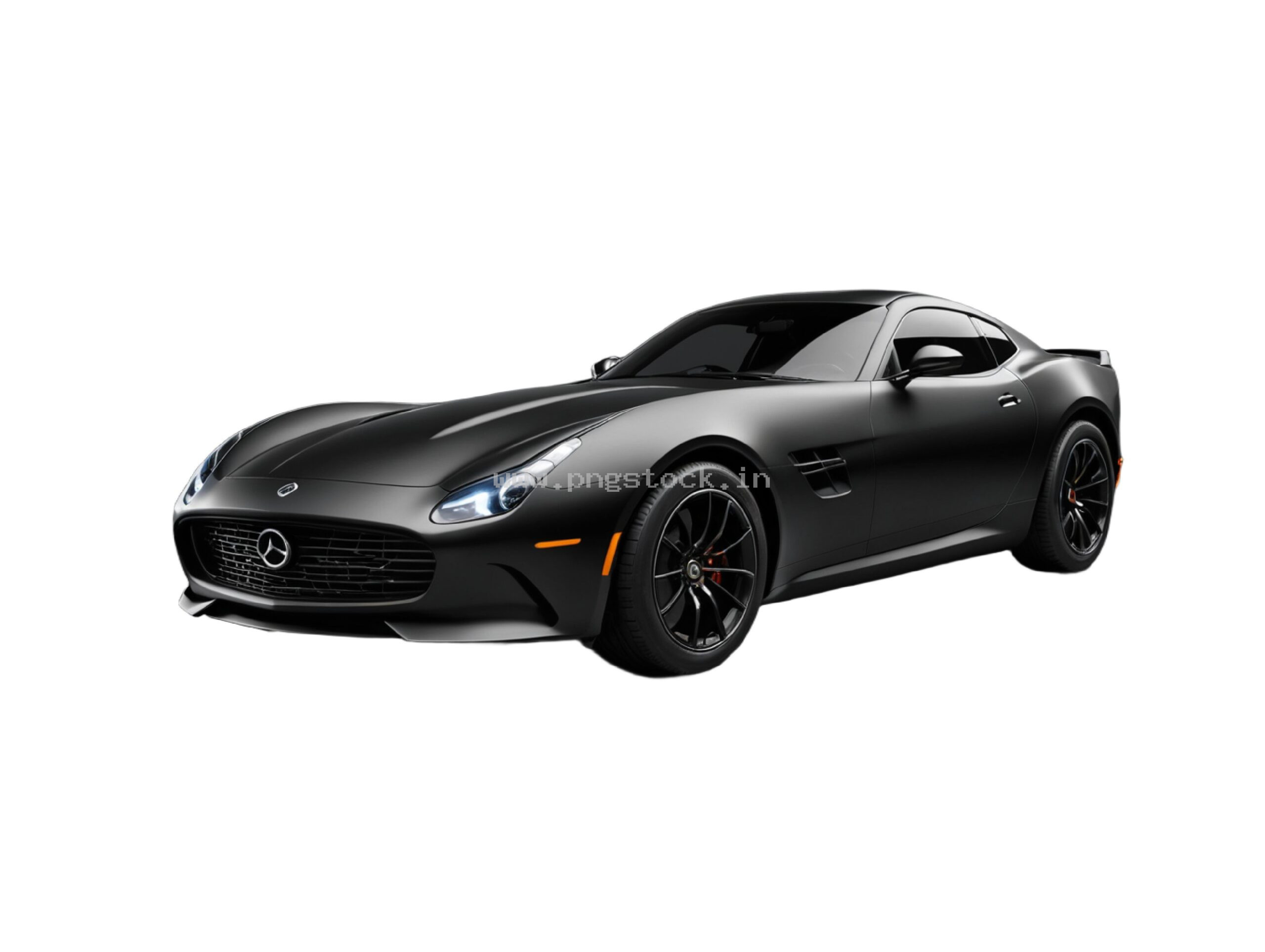 Luxury Black Supercar Isolated on White Background with Sleek Modern Design