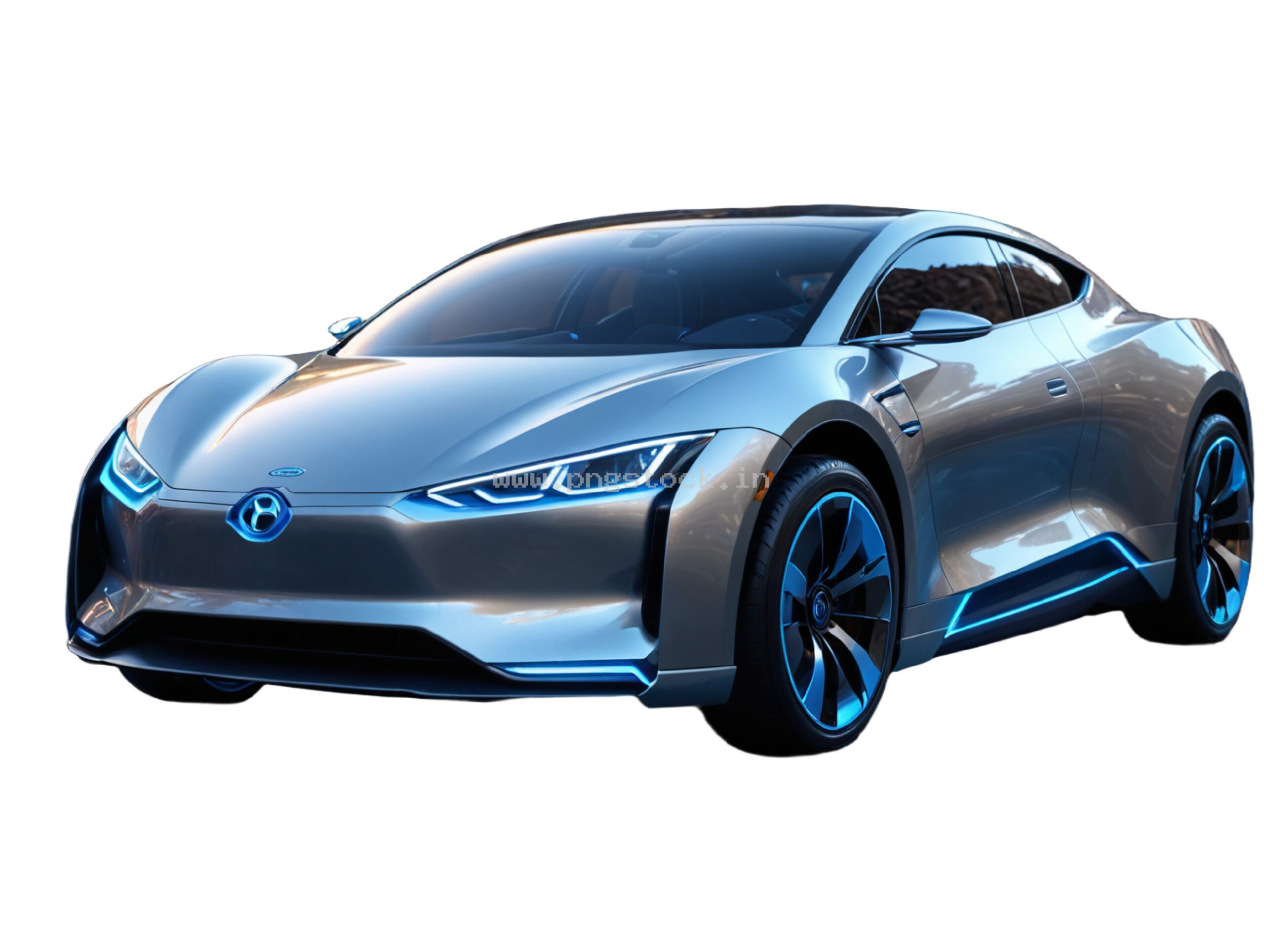 Modern Electric Sports Car Isolated on White Free Image Download