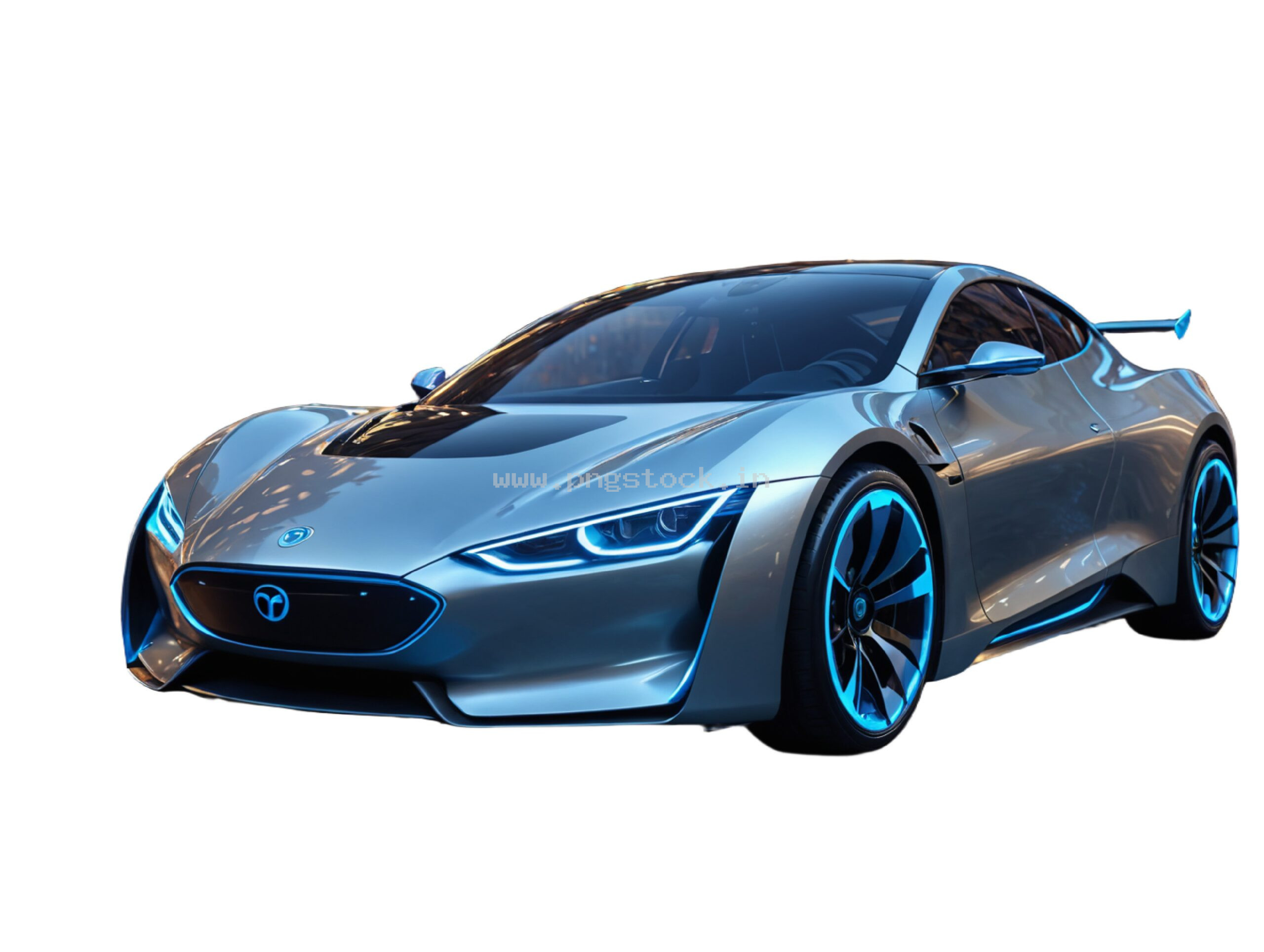 Modern Electric Sports Car Isolated on White Free Image Download