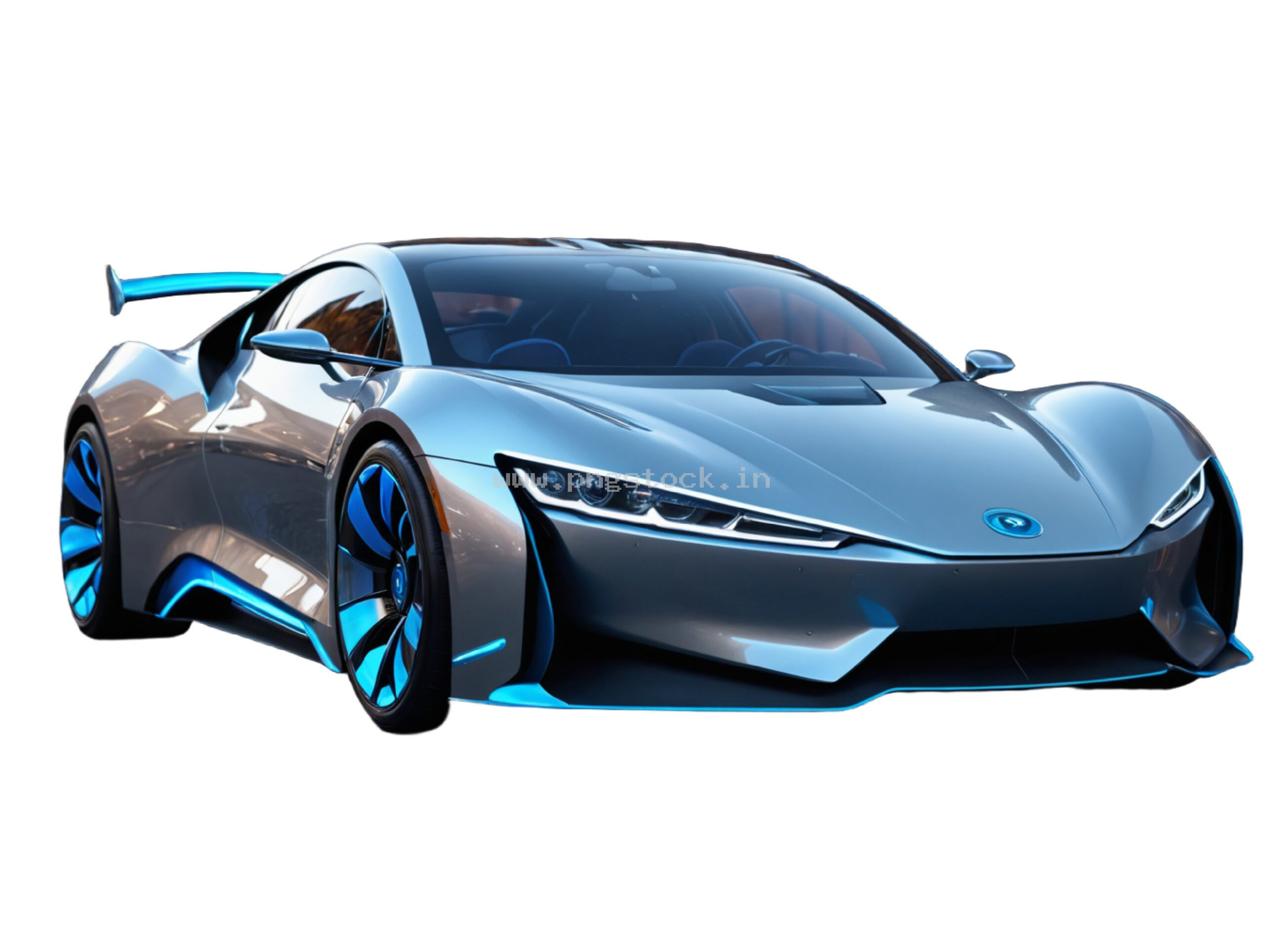 Modern Electric Sports Car Isolated on White Free Image Download