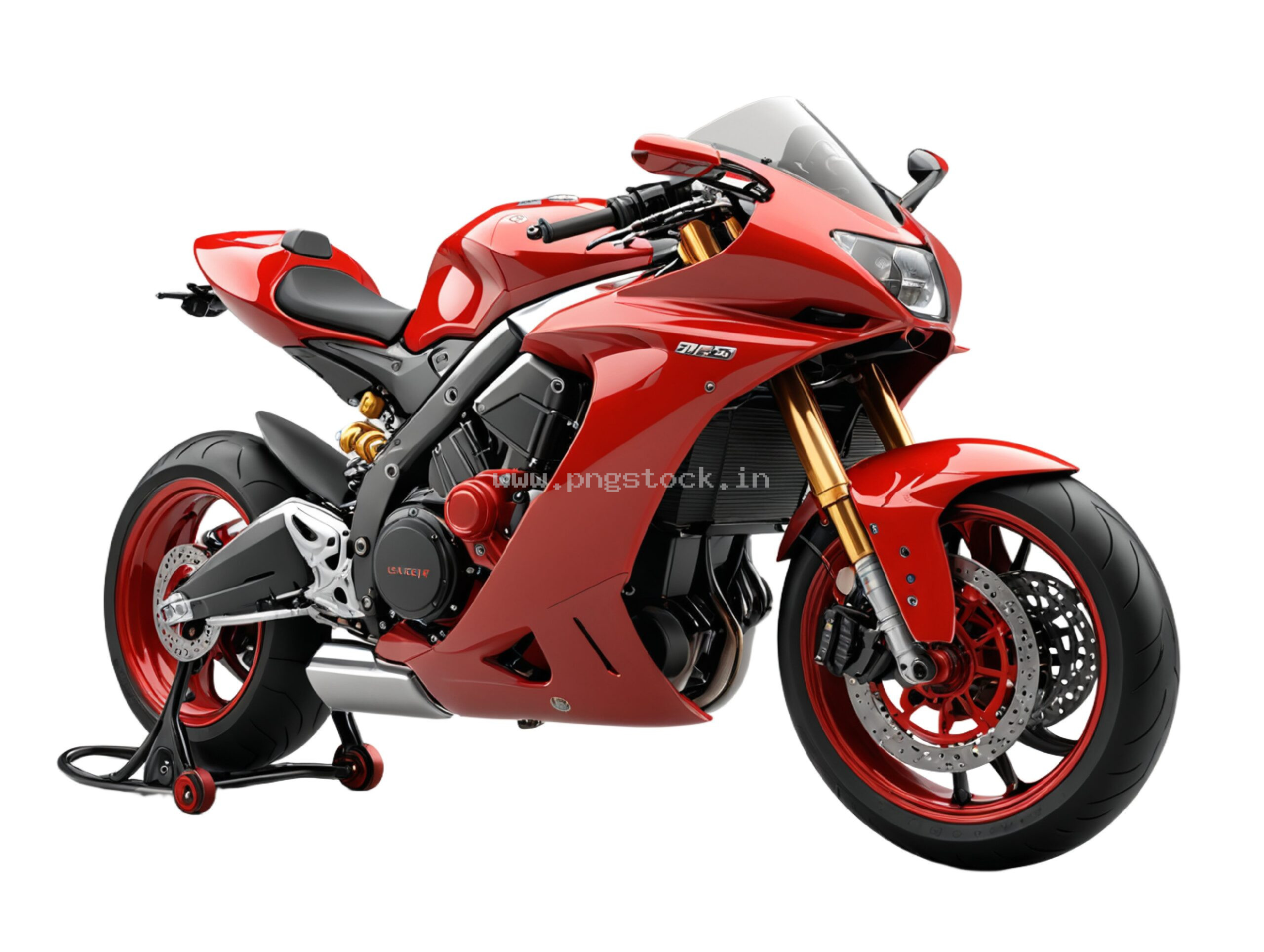Red Superbike Isolated on White Background with Sleek Modern Design