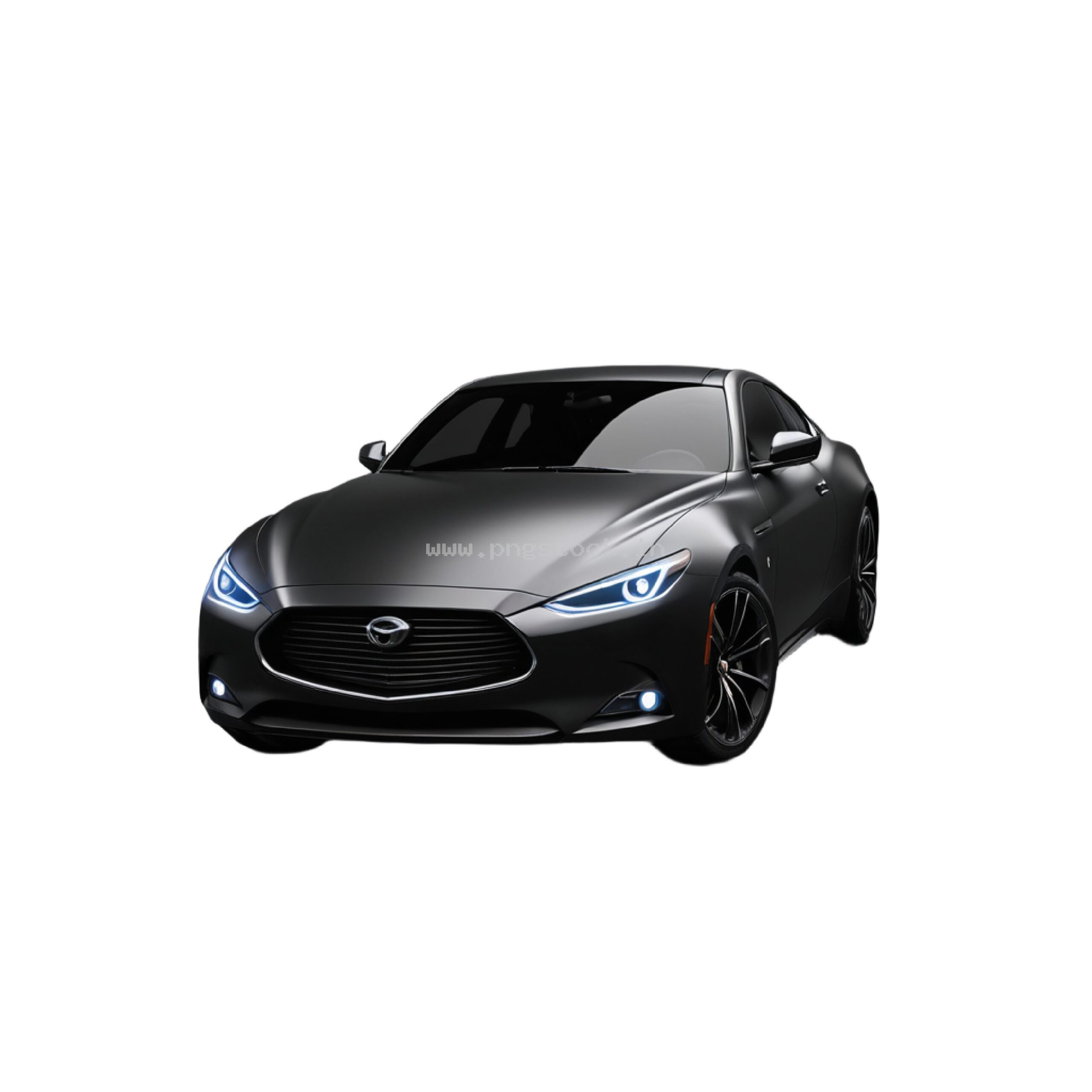 Luxury Black Supercar Isolated on White Background with Sleek Modern Design