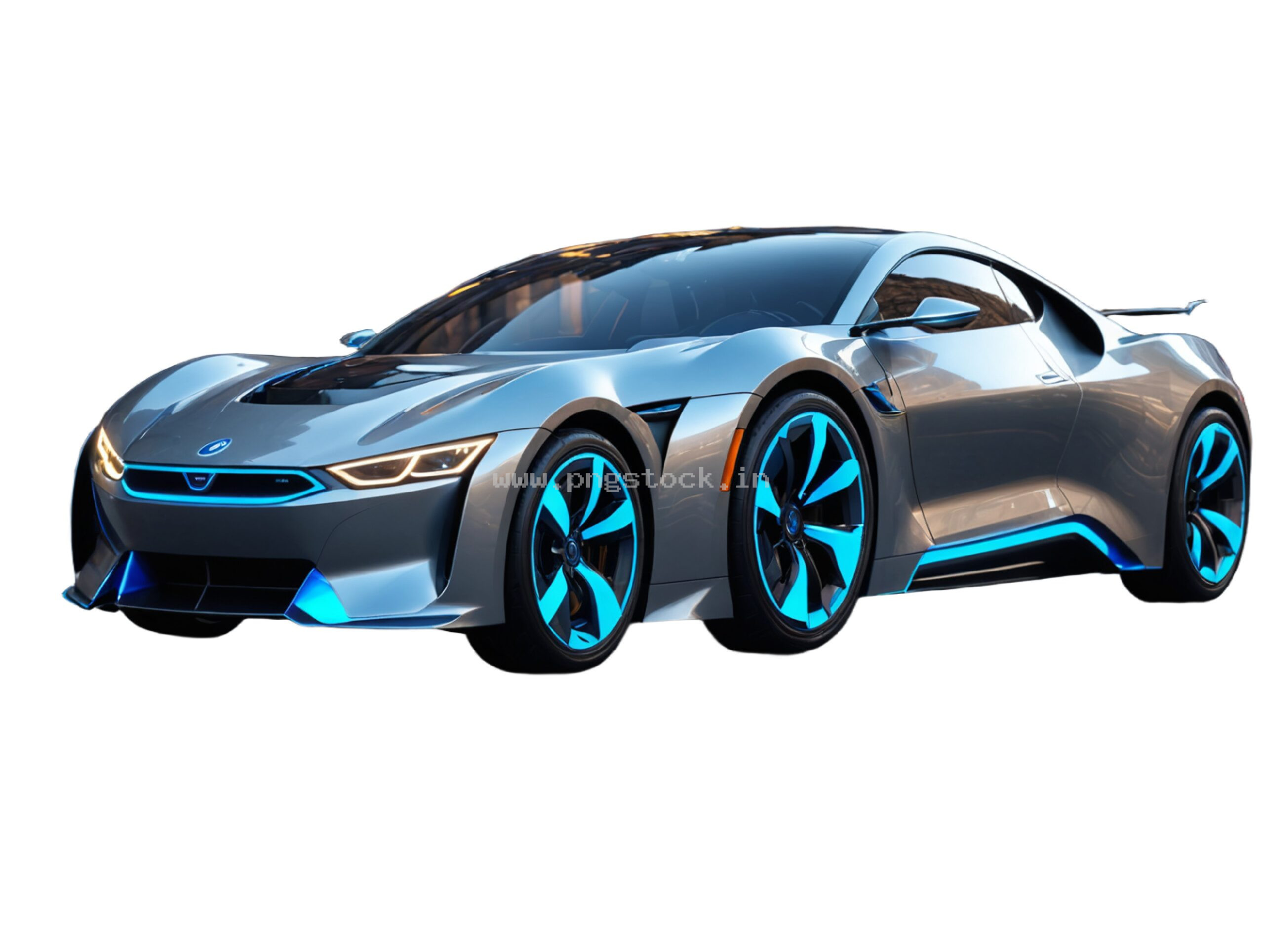 Modern Electric Sports Car Isolated on White Free Image Download