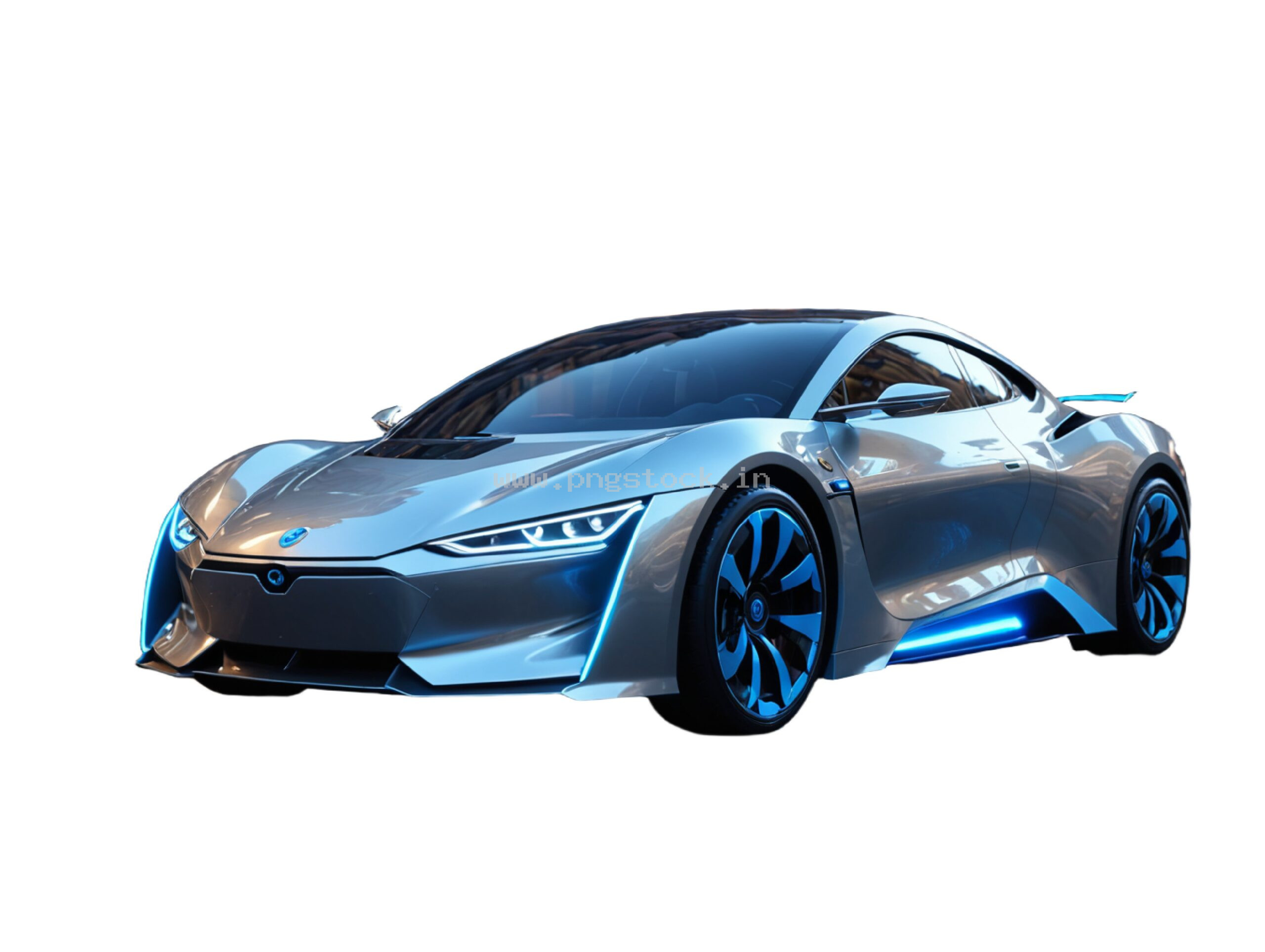 Modern Electric Sports Car Isolated on White Free Image Download