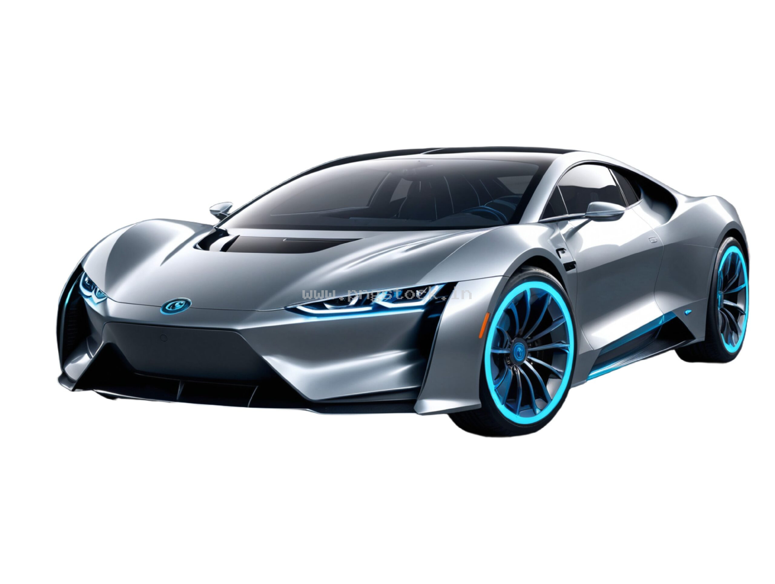 Modern Electric Sports Car Isolated on White Free Image Download