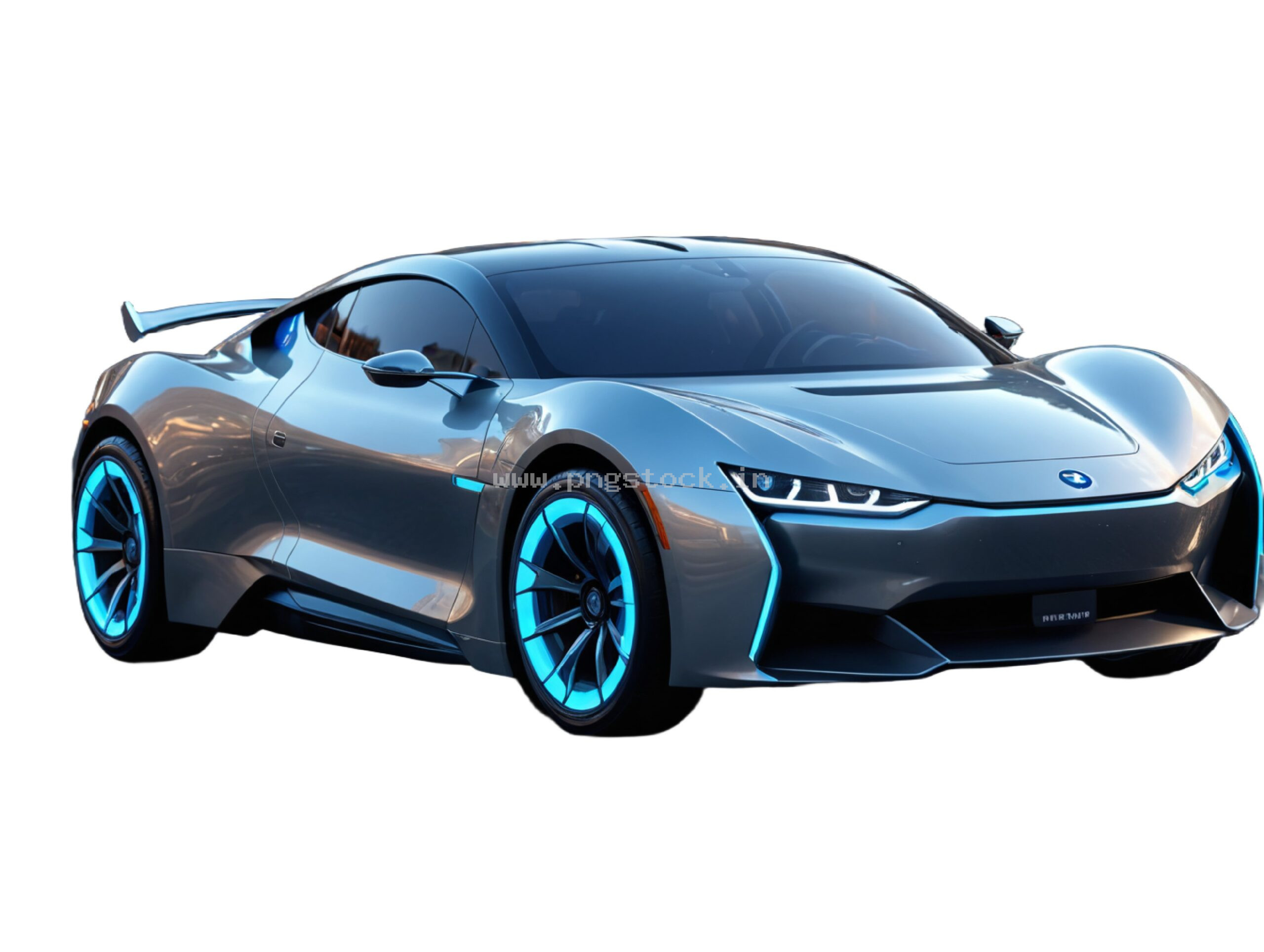 Modern Electric Sports Car Isolated on White Free Image Download