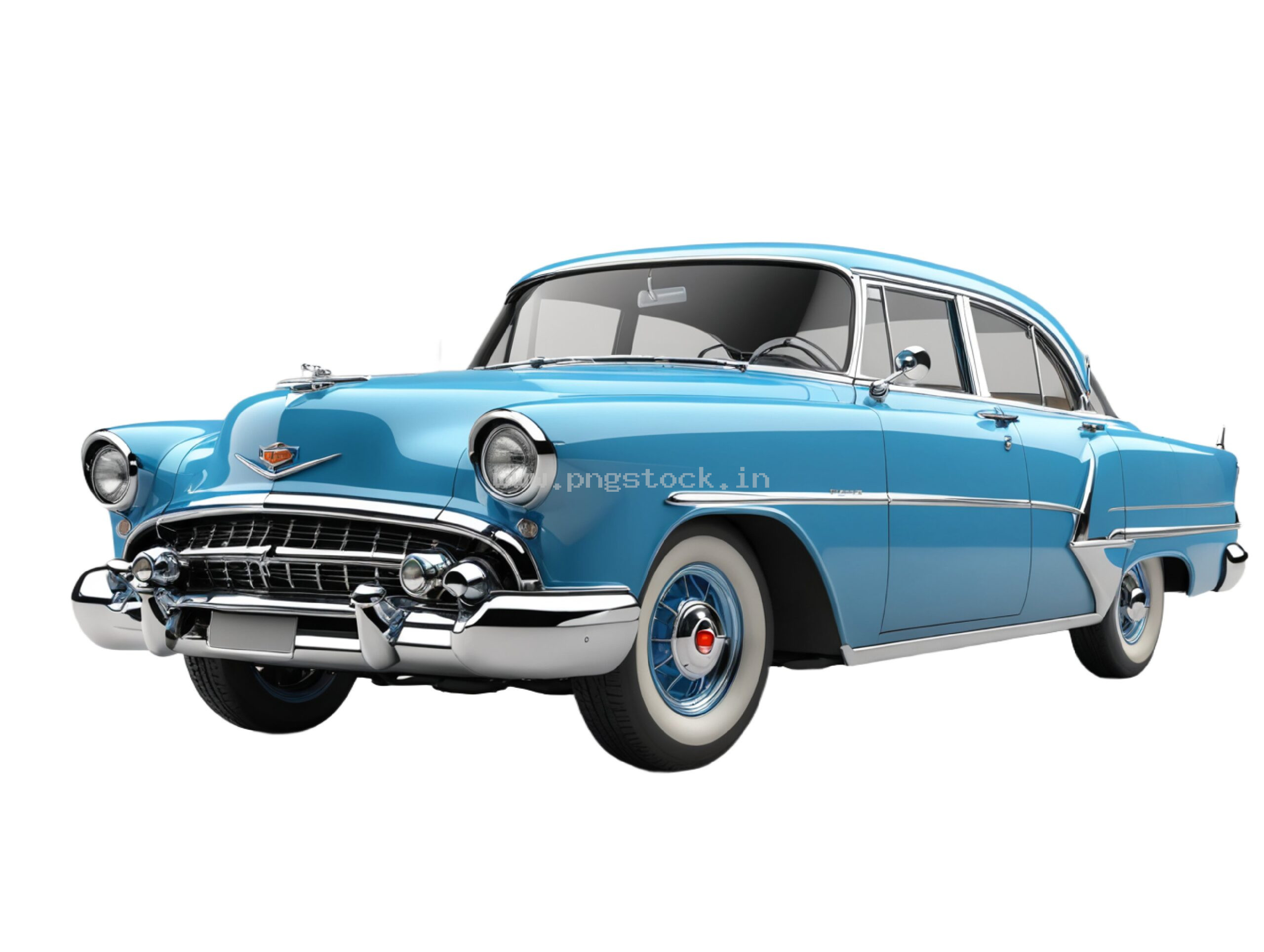 Vintage Blue 1900s Classic Automobile Isolated on White Background
