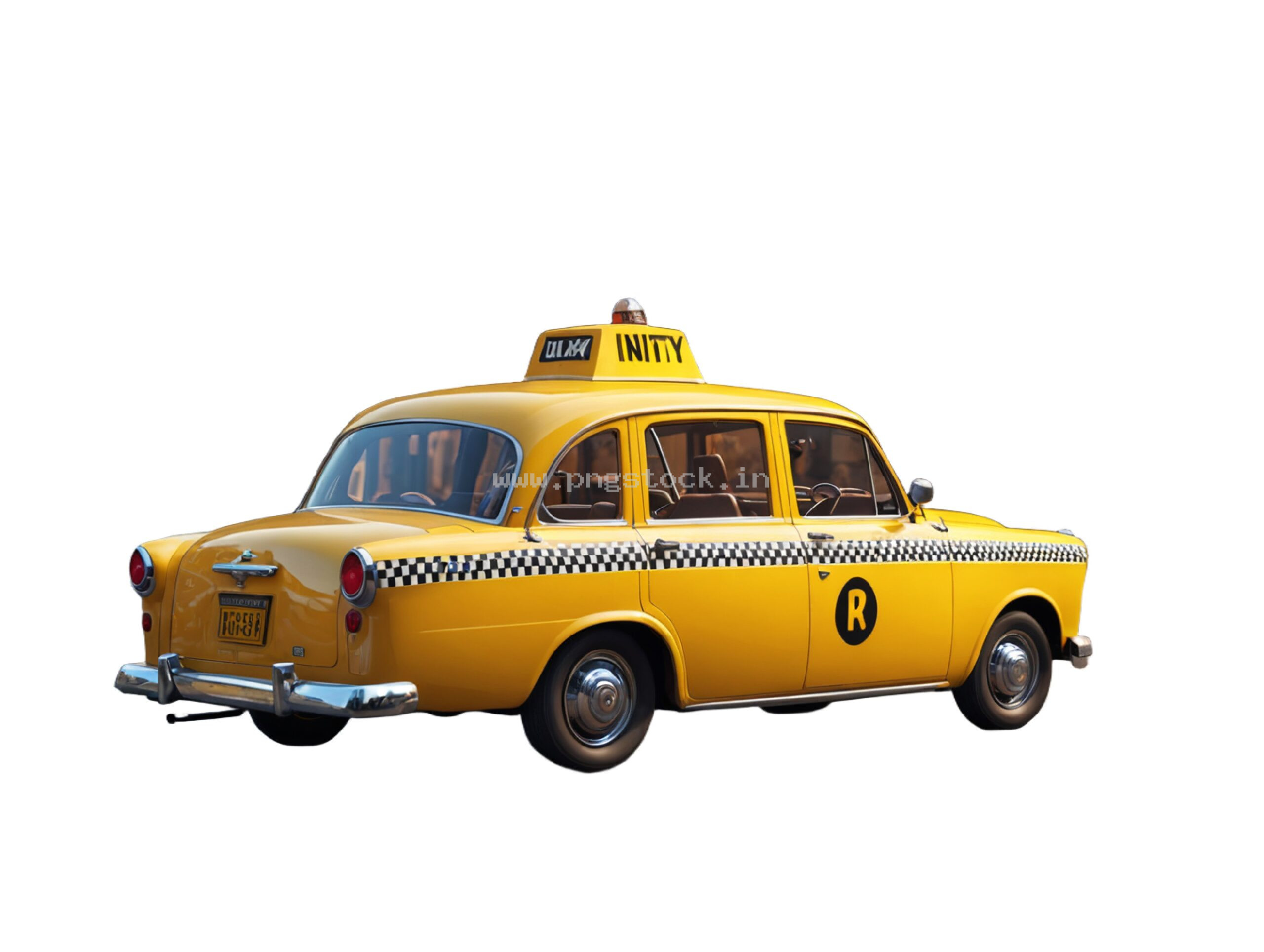Vintage Yellow Taxi Car Isolated on White Free Image Download