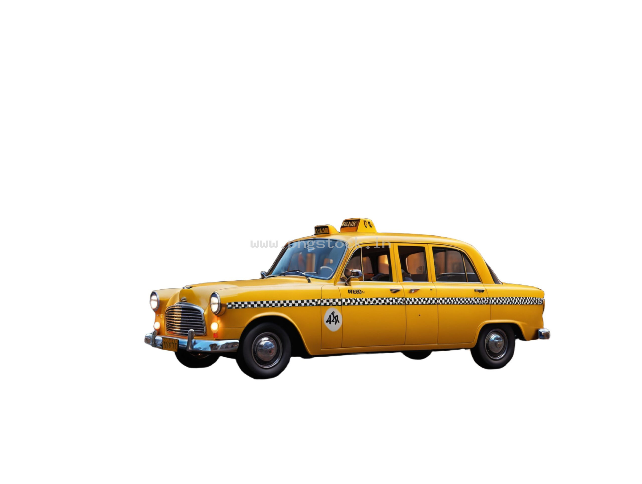 Vintage Yellow Taxi Car Isolated on White Free Image Download