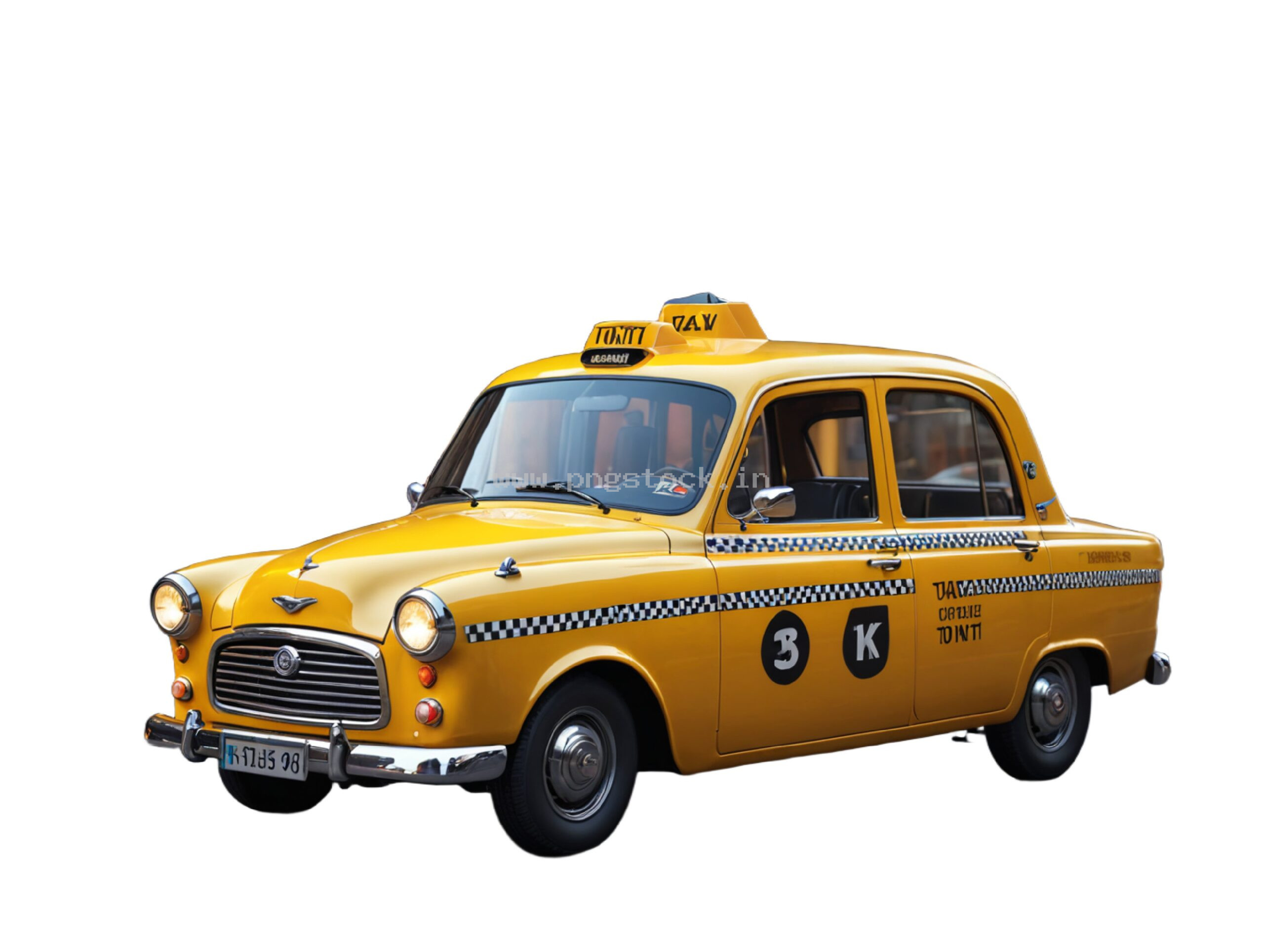 Vintage Yellow Taxi Car Isolated on White Free Image Download