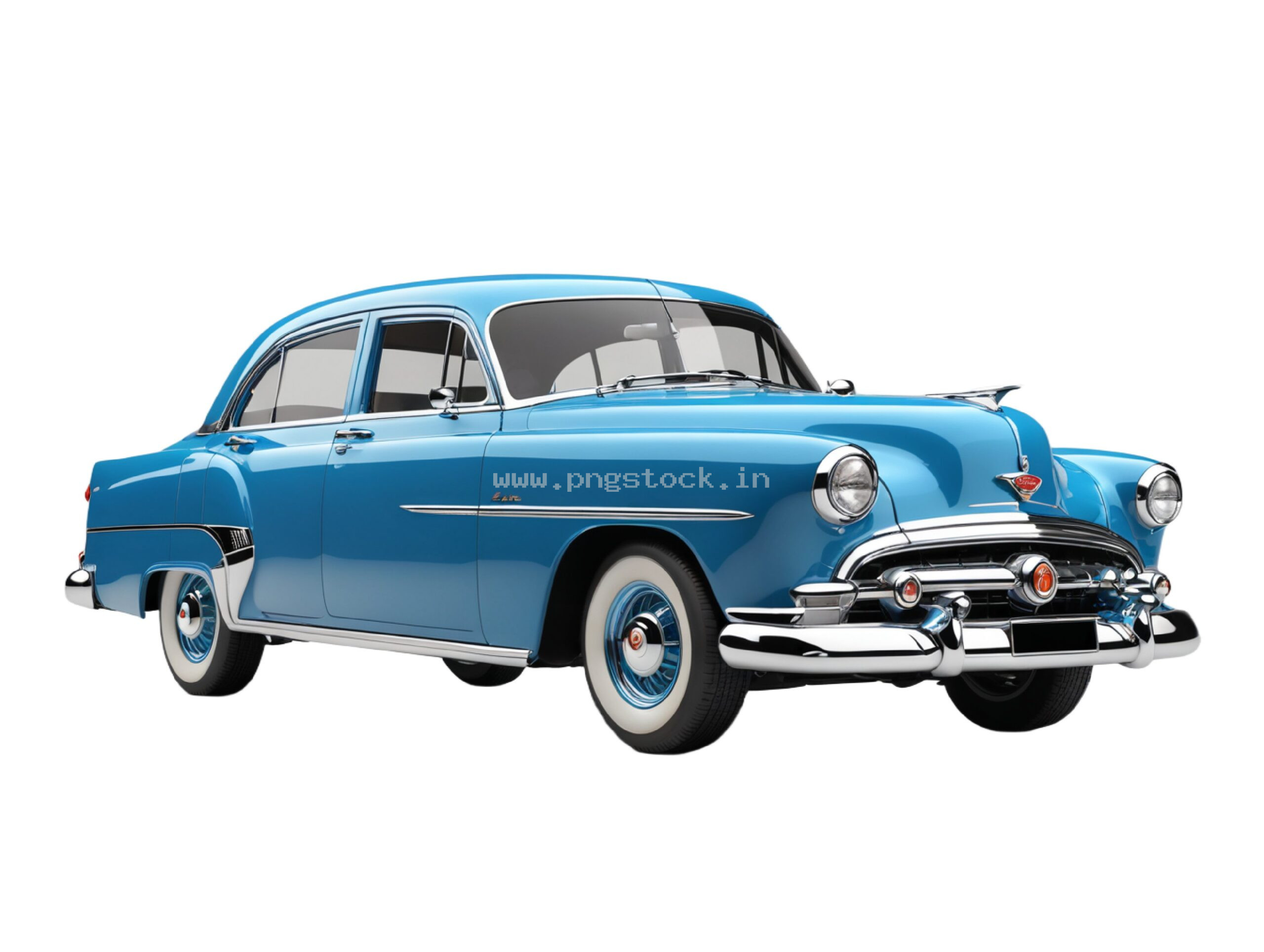 Vintage Blue 1900s Classic Automobile Isolated on White Background