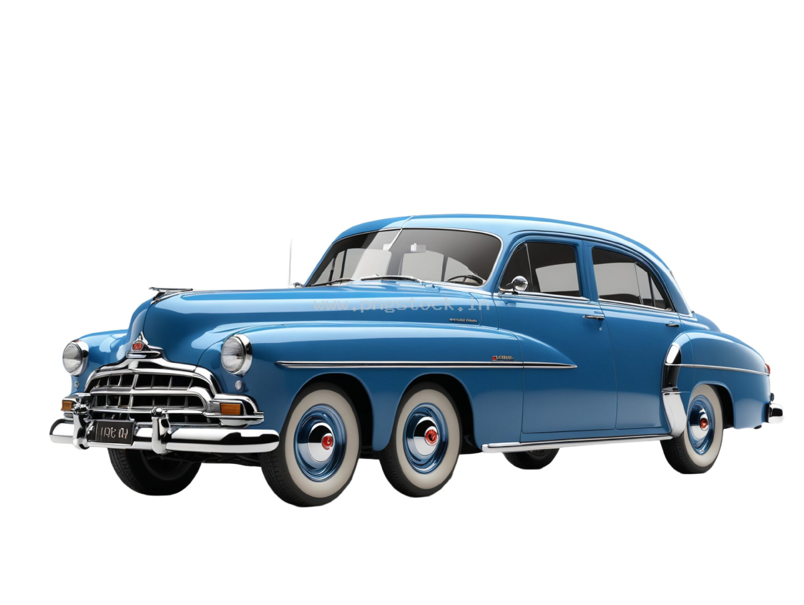 Vintage Blue 1900s Classic Automobile Isolated on White Background