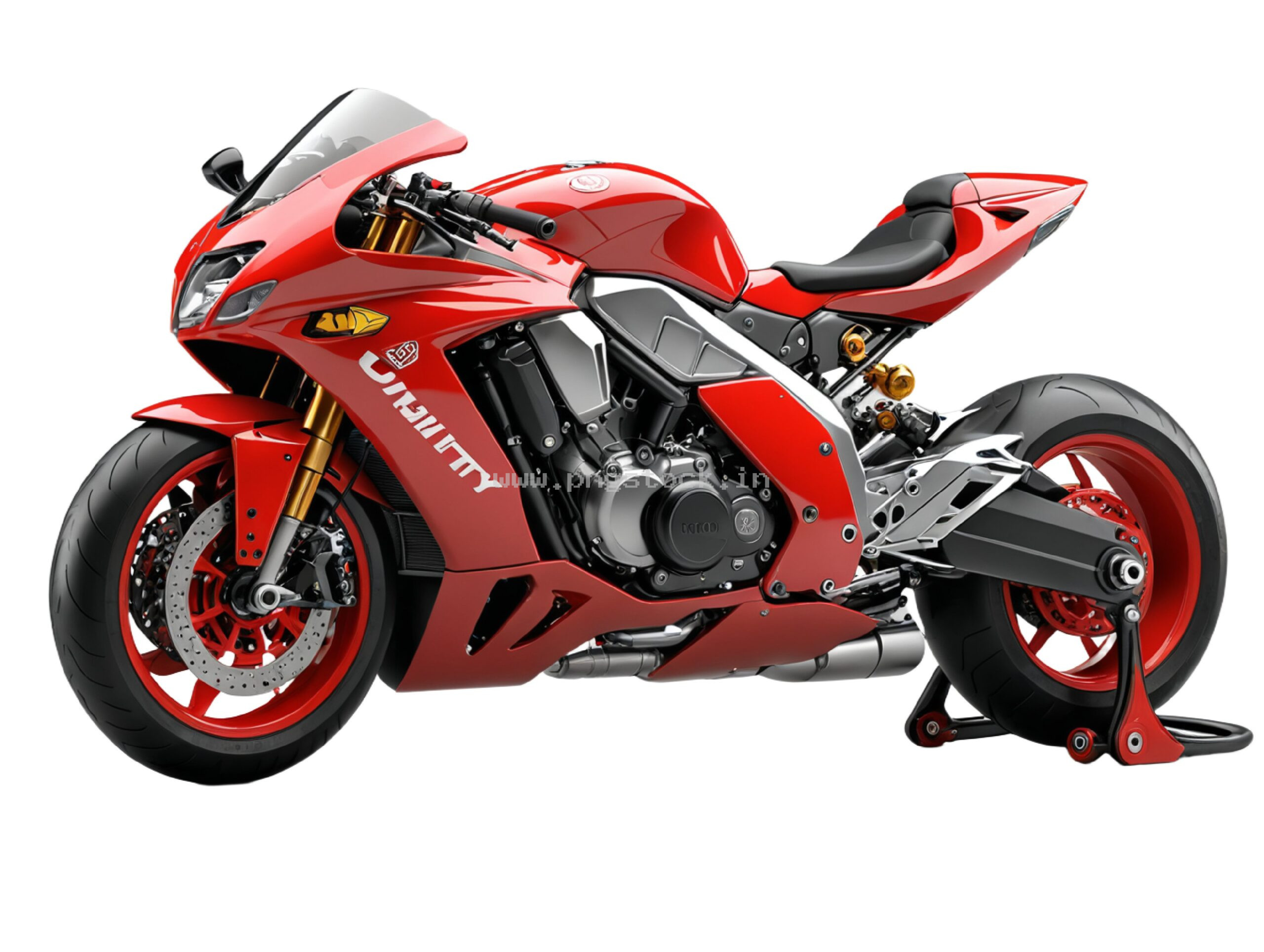 Red Superbike Isolated on White Background with Sleek Modern Design