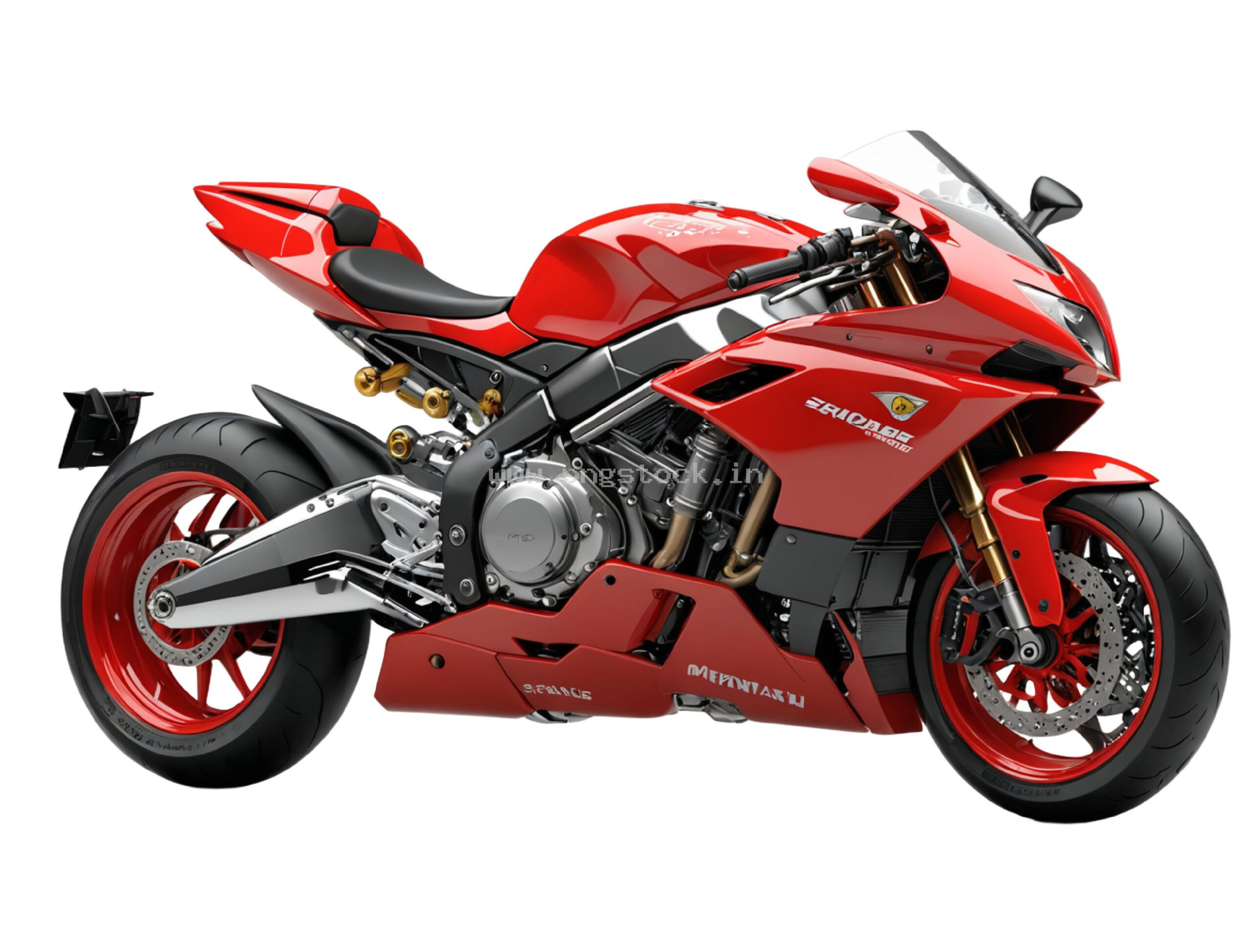 Red Superbike Isolated on White Background with Sleek Modern Design
