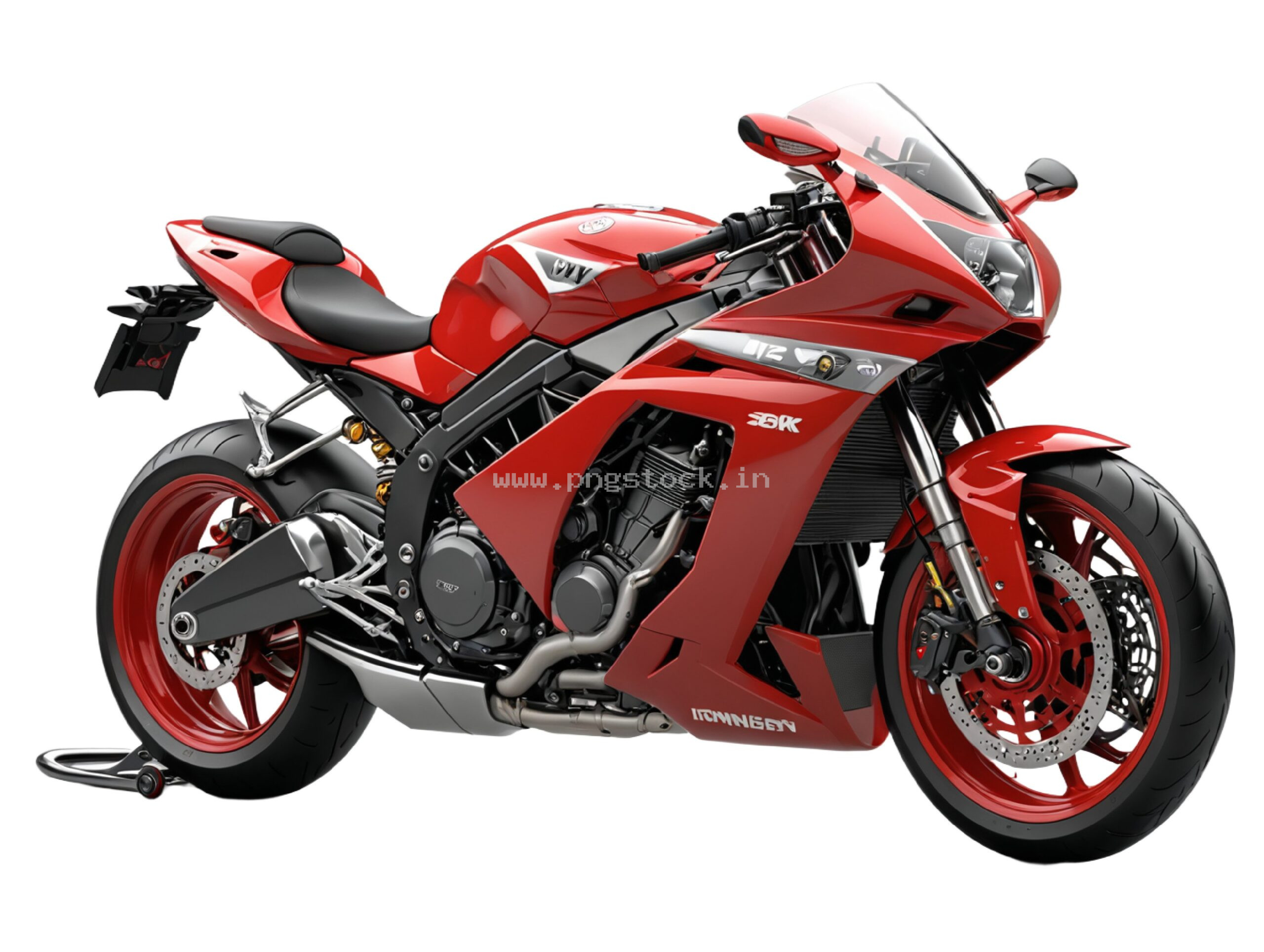 Red Superbike Isolated on White Background with Sleek Modern Design