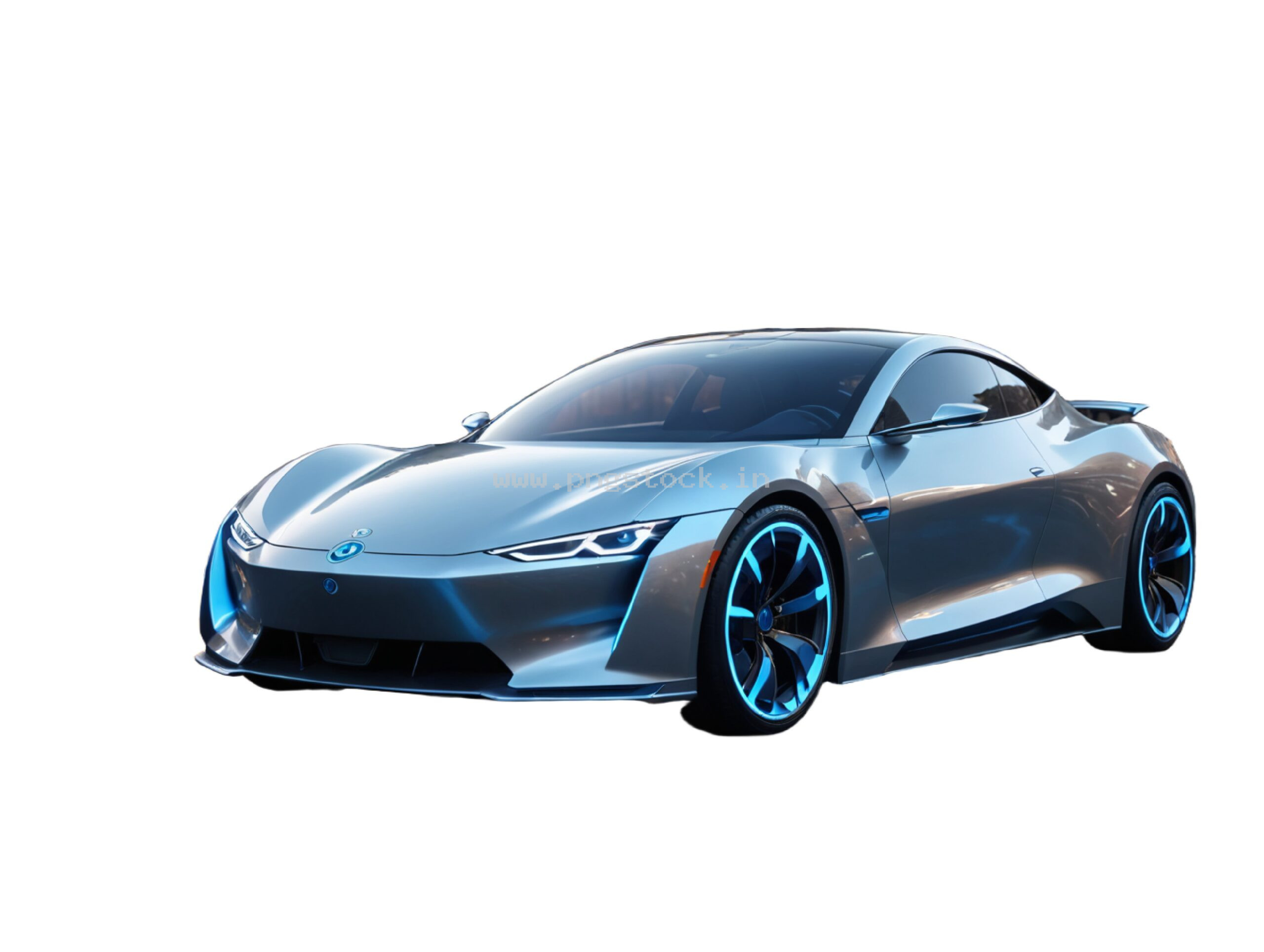 Modern Electric Sports Car Isolated on White Free Image Download