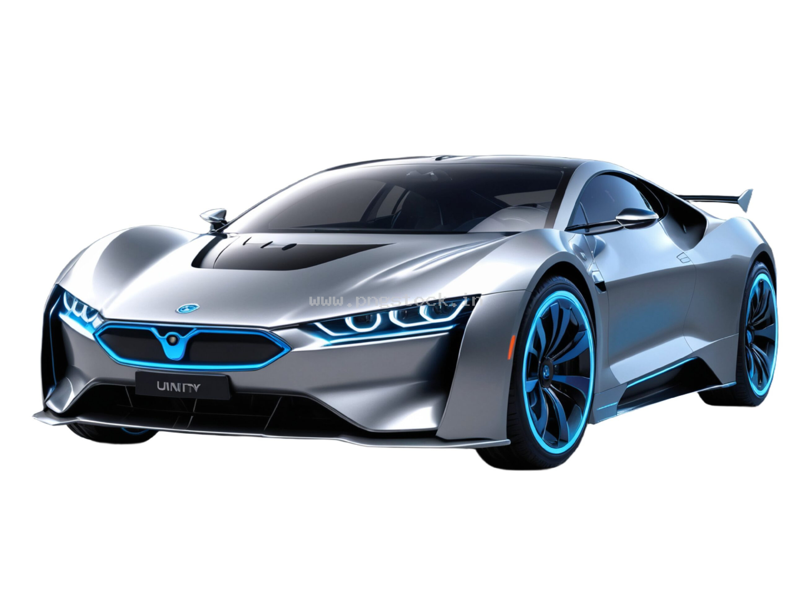Modern Electric Sports Car Isolated on White Free Image Download