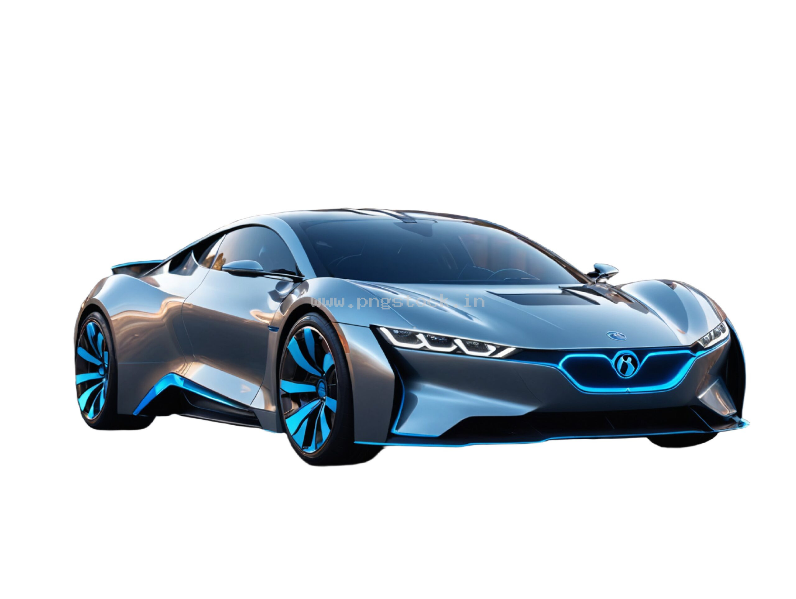 Modern Electric Sports Car Isolated on White Free Image Download