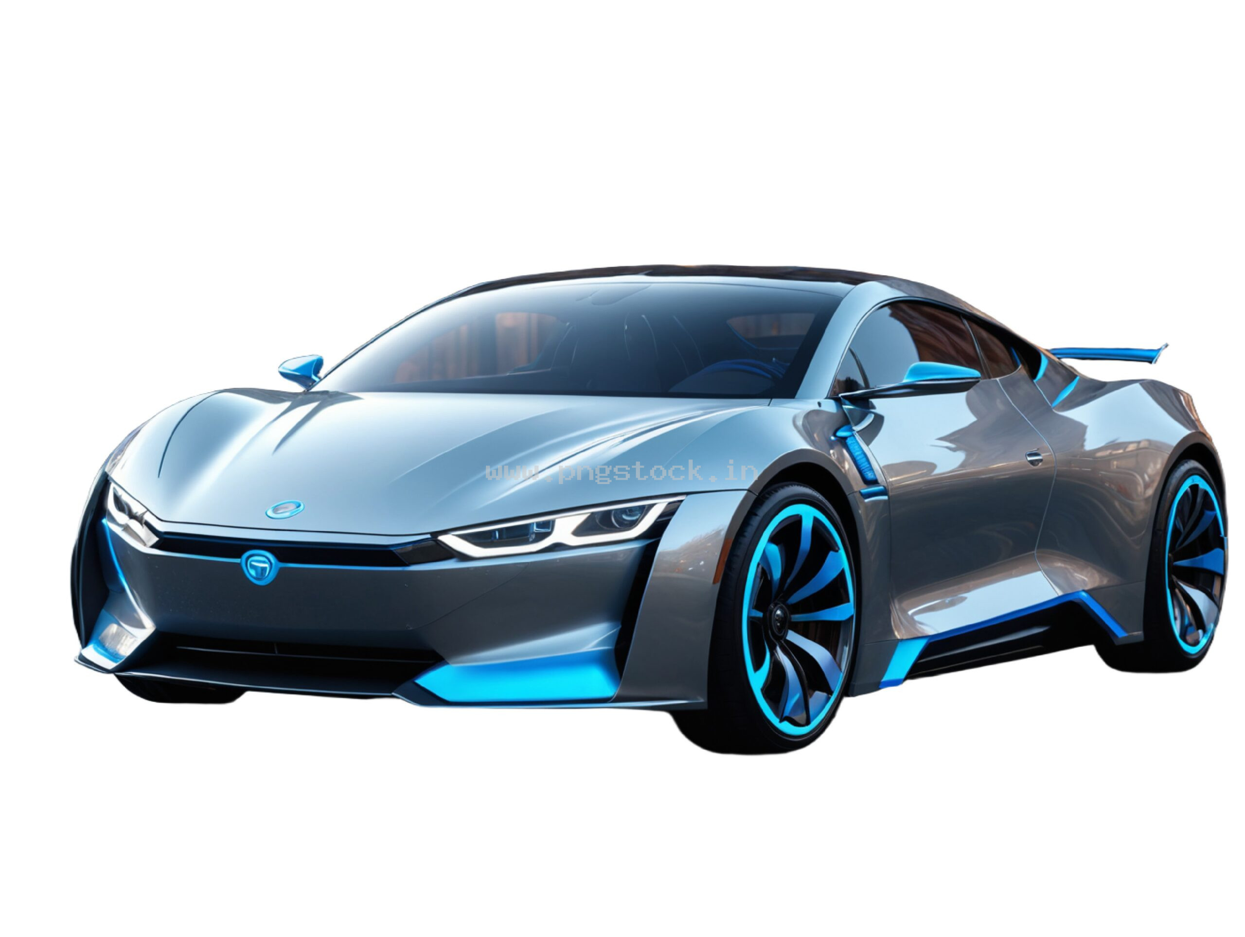 Modern Electric Sports Car Isolated on White Free Image Download