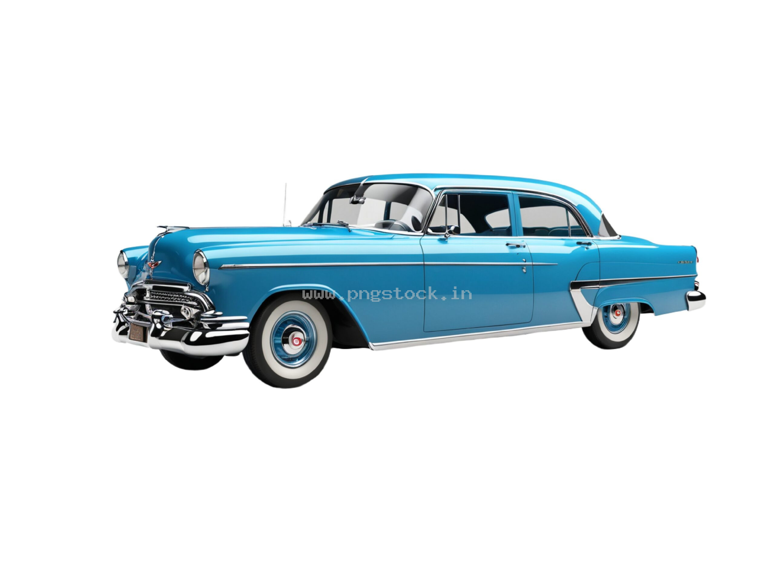 Vintage Blue 1900s Classic Automobile Isolated on White Background